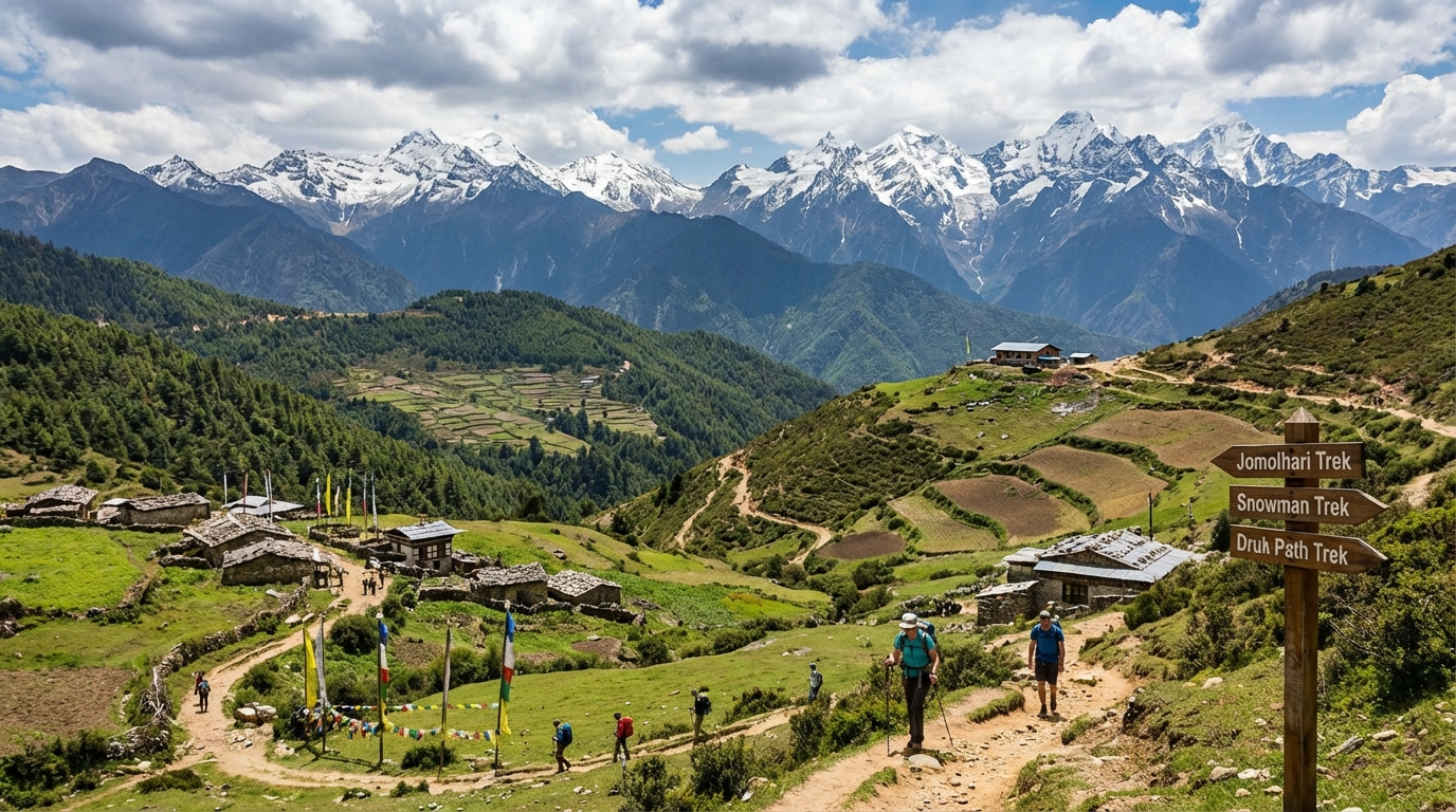 Übersicht der Trekking-Routen in Bhutan
